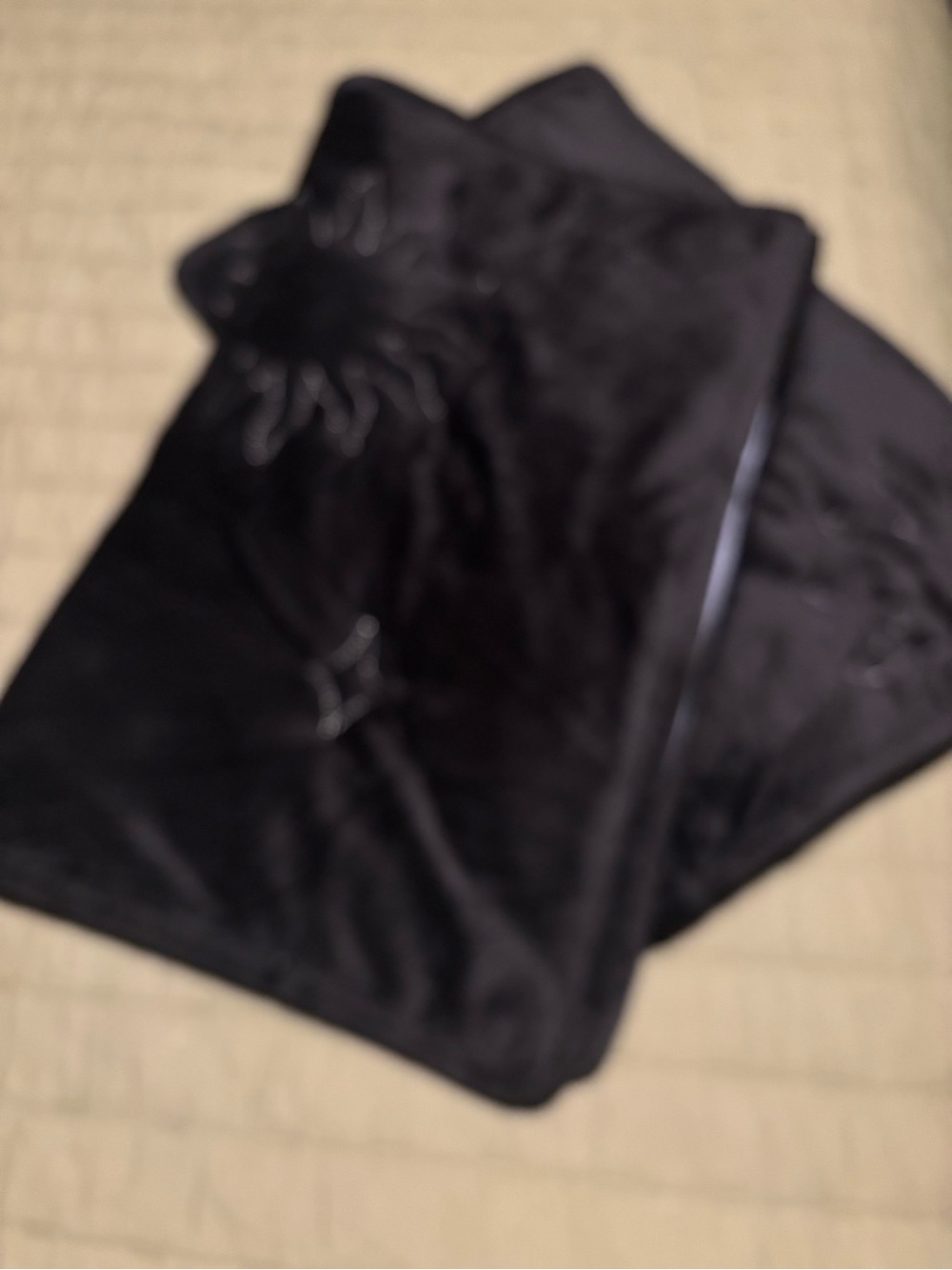 Black velvet like standard pillow shams: 2 total with moons and stars stitched